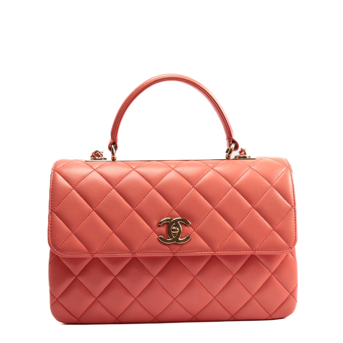 CHANEL Trendy CC Top Handle Flap Bag- Coral