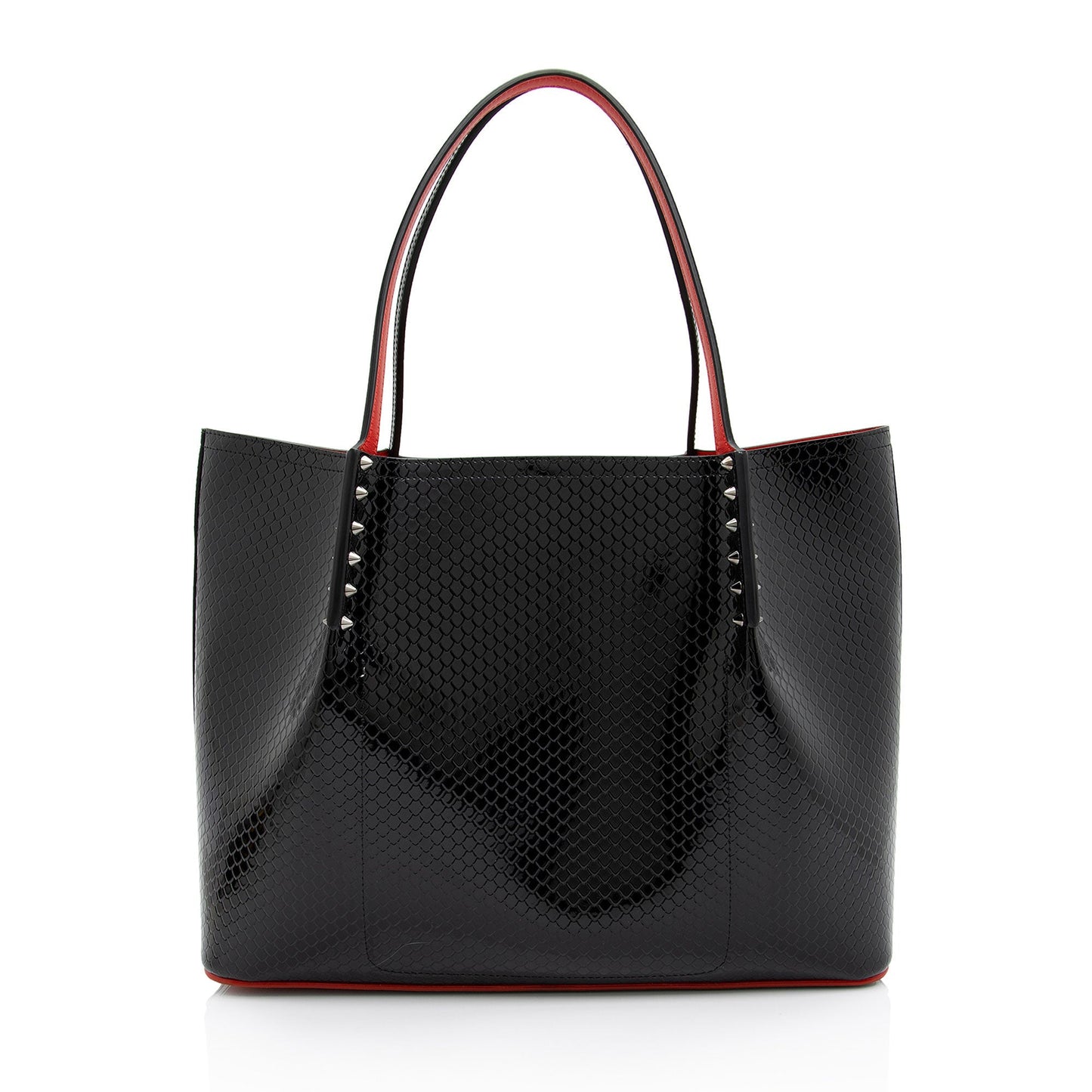 Christian Louboutin Snake Embossed Patent Leather Cabarock Large Tote (SHF-qLc4OG)