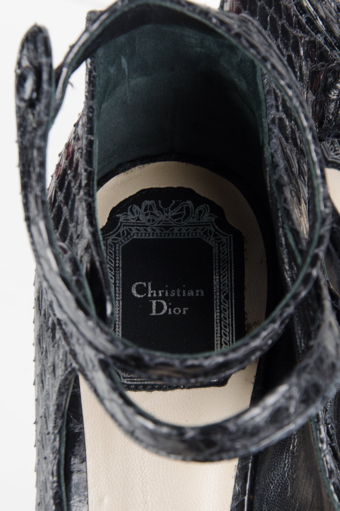 Snakeskin Leather Multi Strap Peep Toe