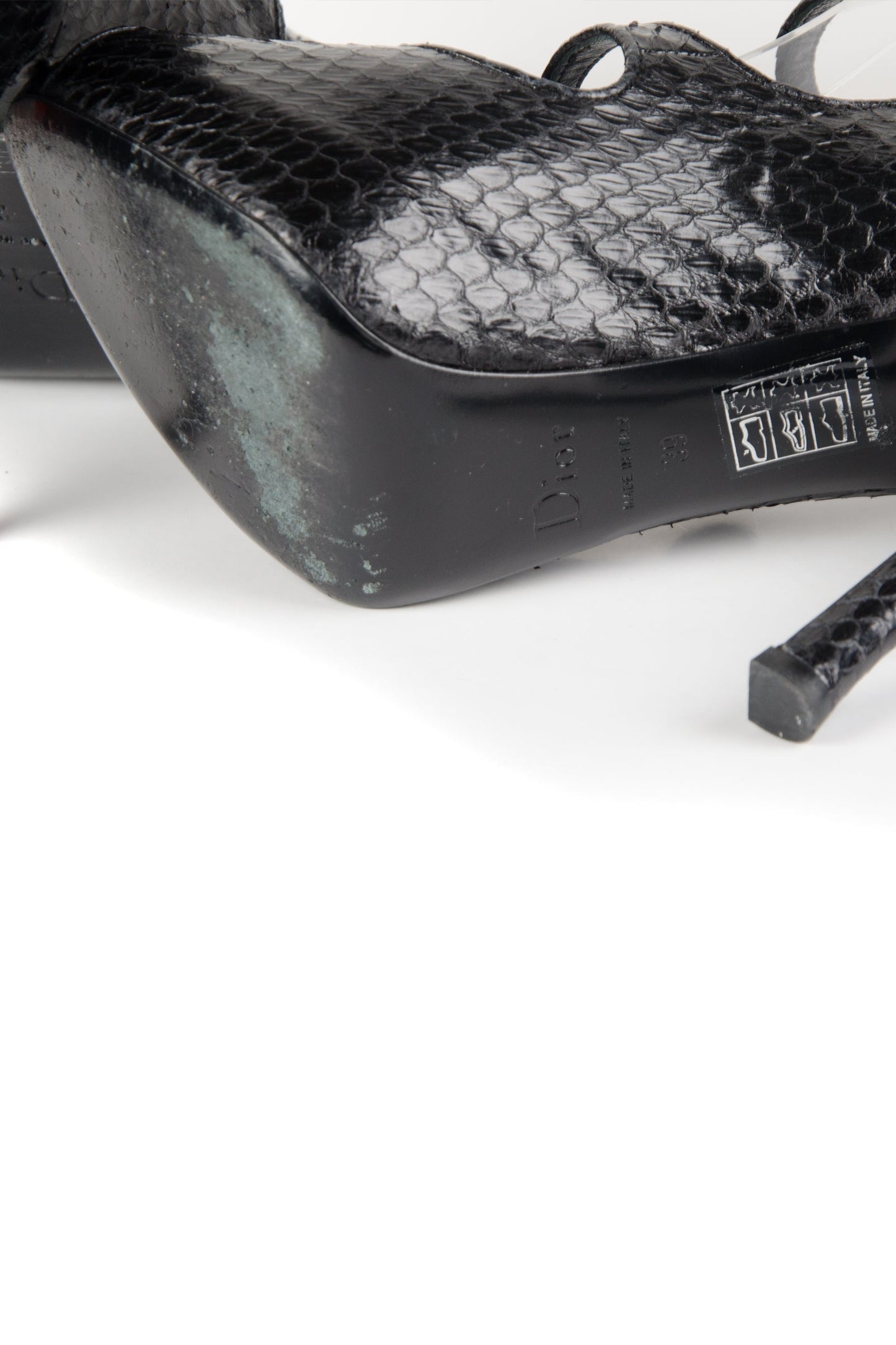 Snakeskin Leather Multi Strap Peep Toe
