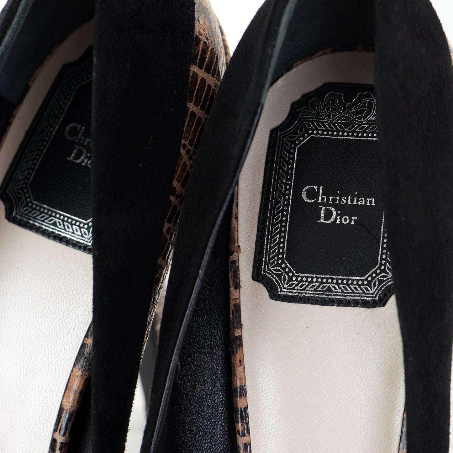 Snakeskin Suede Trim Platform Pumps