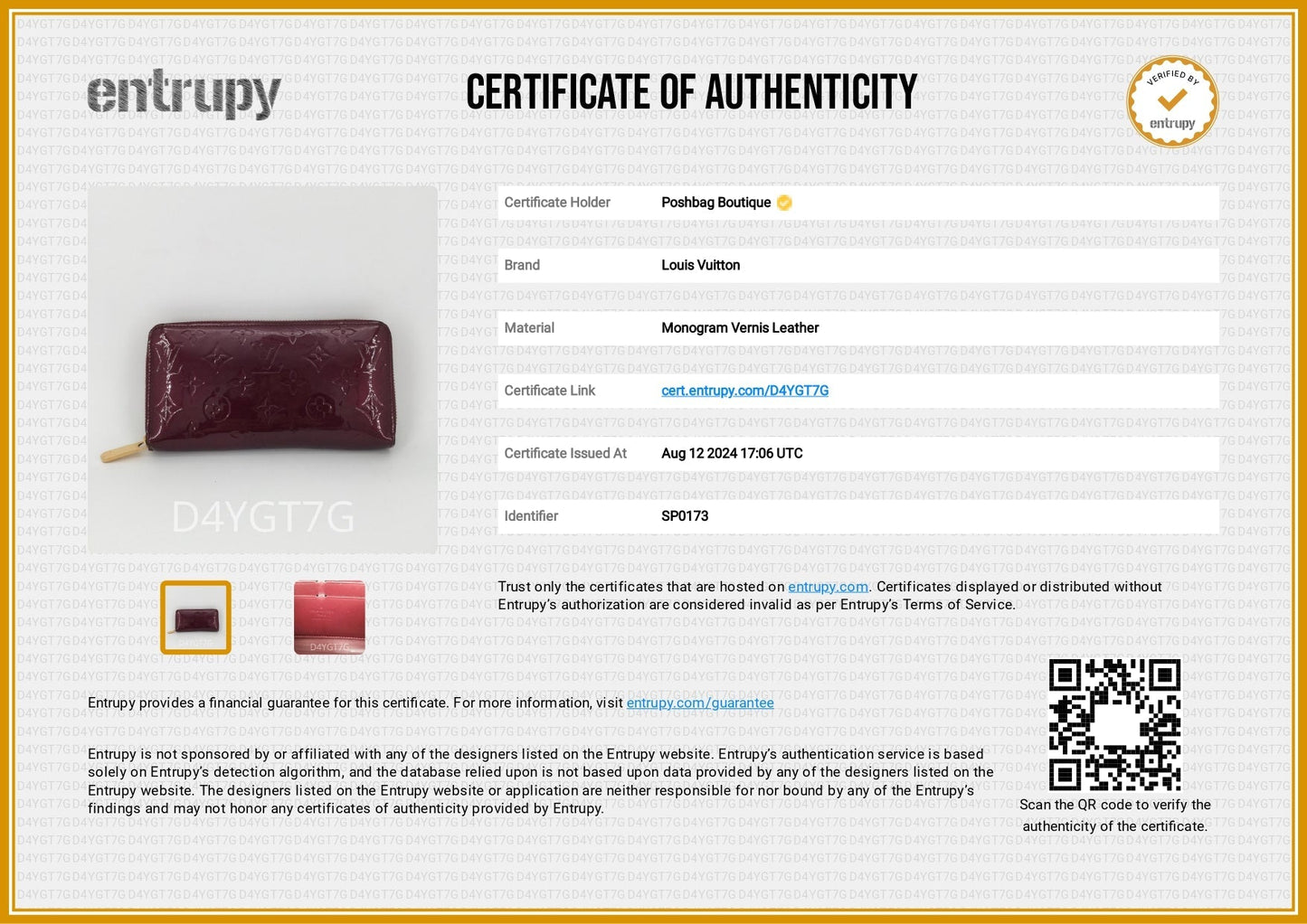 Louis Vuitto Zippy Monogram Vernis Leather Wallet