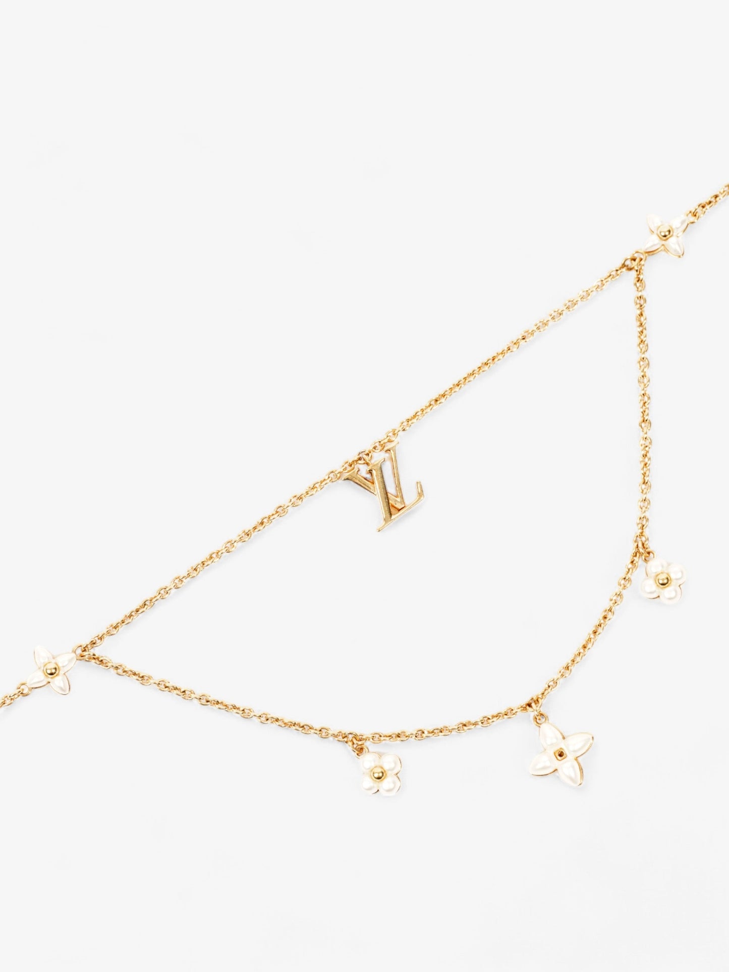 Louis Vuitton LV Floragram Necklace Gold / White Base Metal