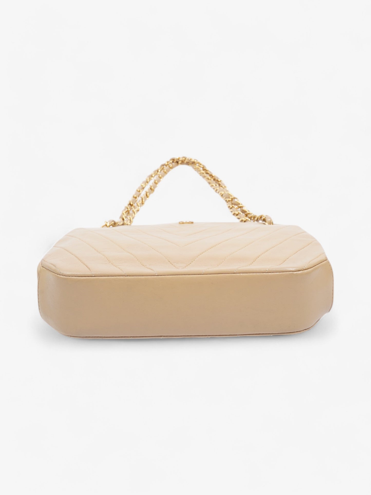 Chanel Kiss Lock Beige Lambskin Leather