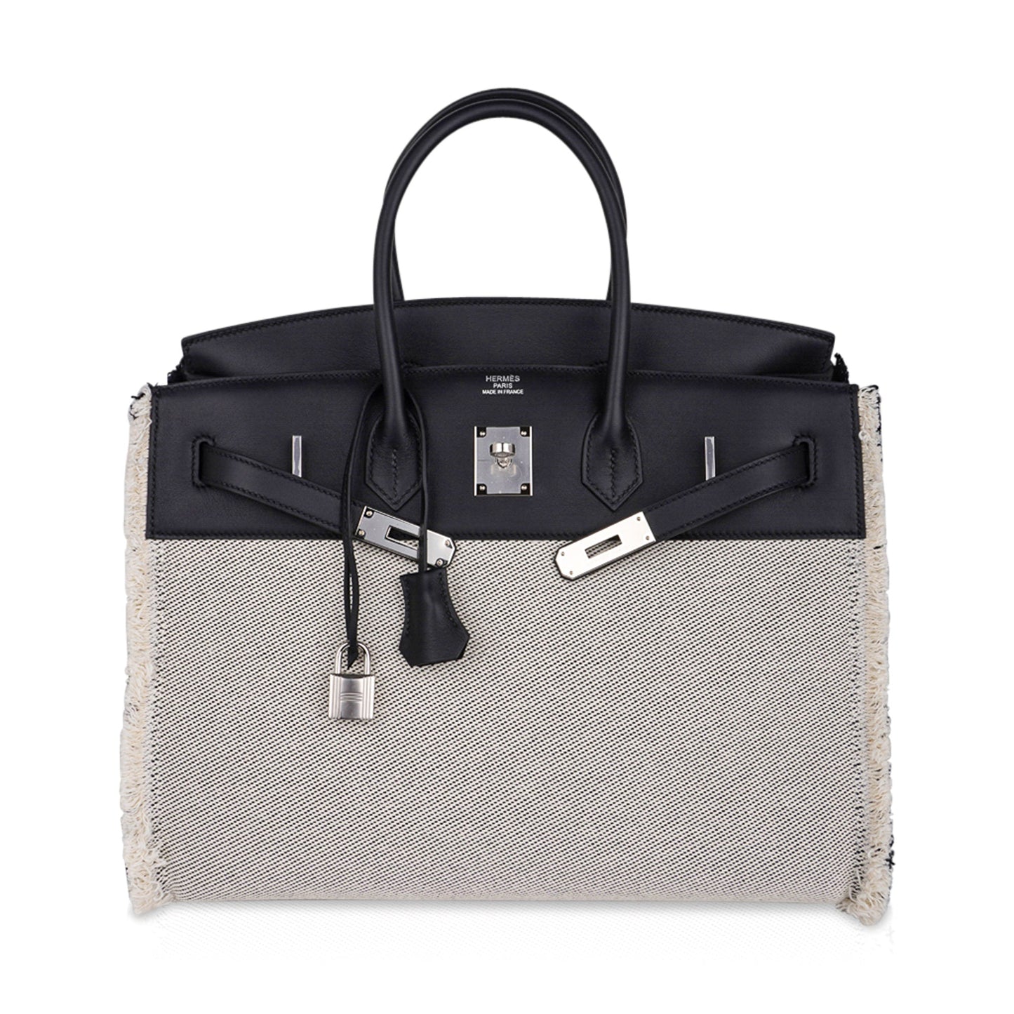 Hermes Birkin Fray Fray 35 Bag Black Swift Leather / Toile Limited Edition