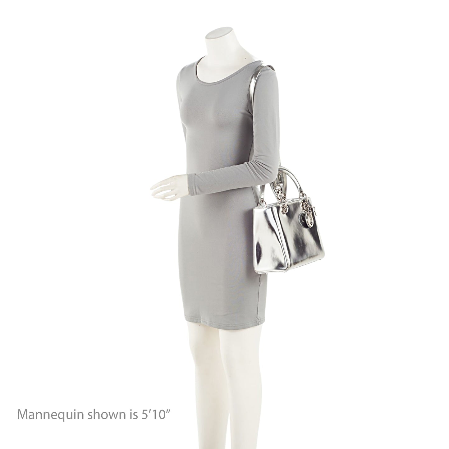 Dior Metallic Patent Leather Lady Dior Medium Tote (SHF-0TCN2U)