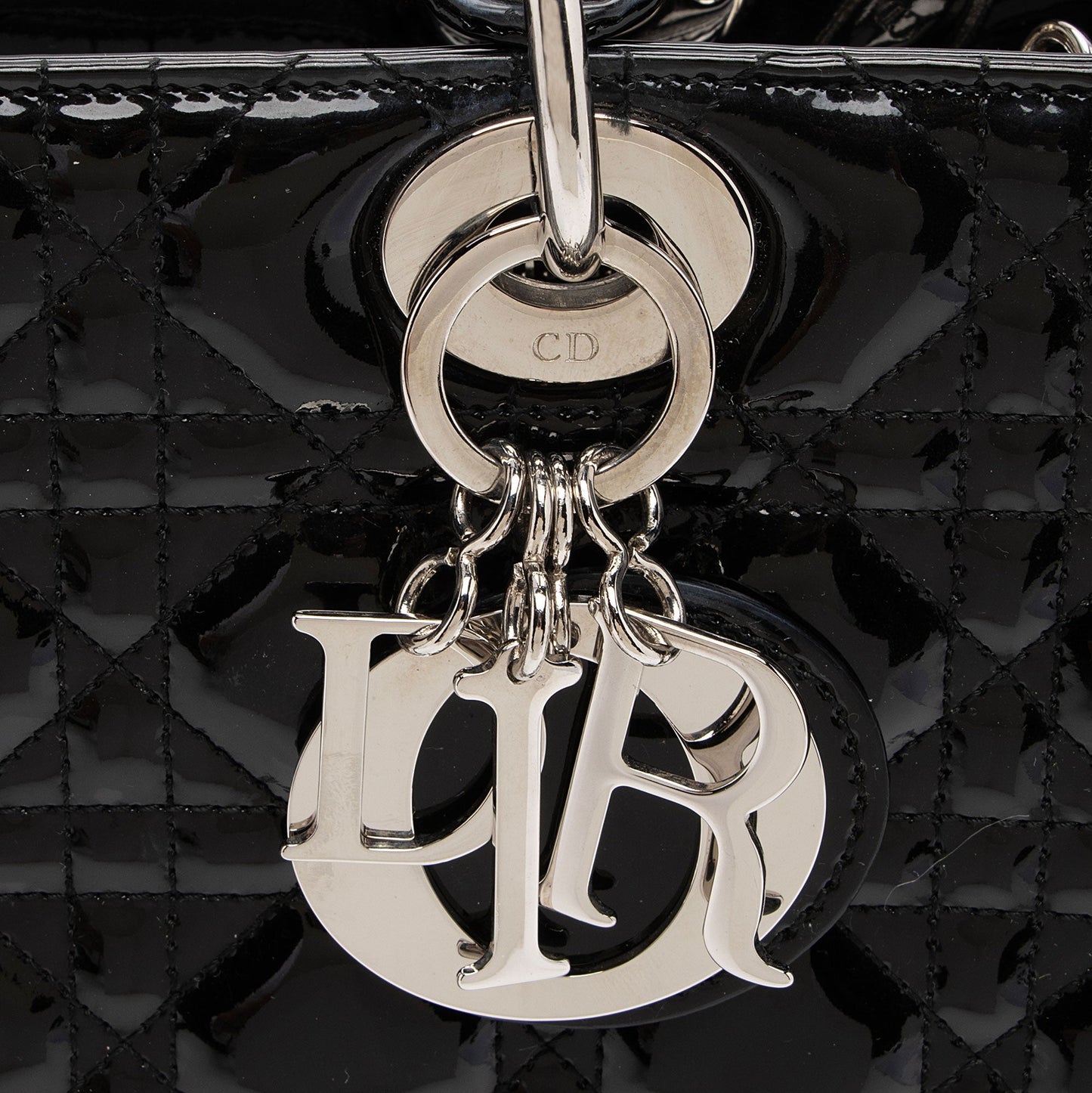 Dior Patent Leather Lady Dior Large Tote (SHF-DomNwp)