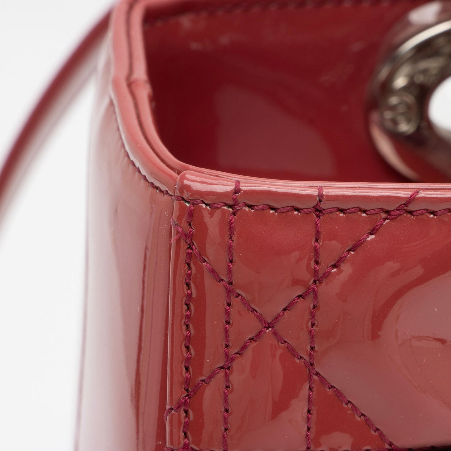 Dior Patent Leather Lady Dior Medium Tote (SHF-9SFjWH)