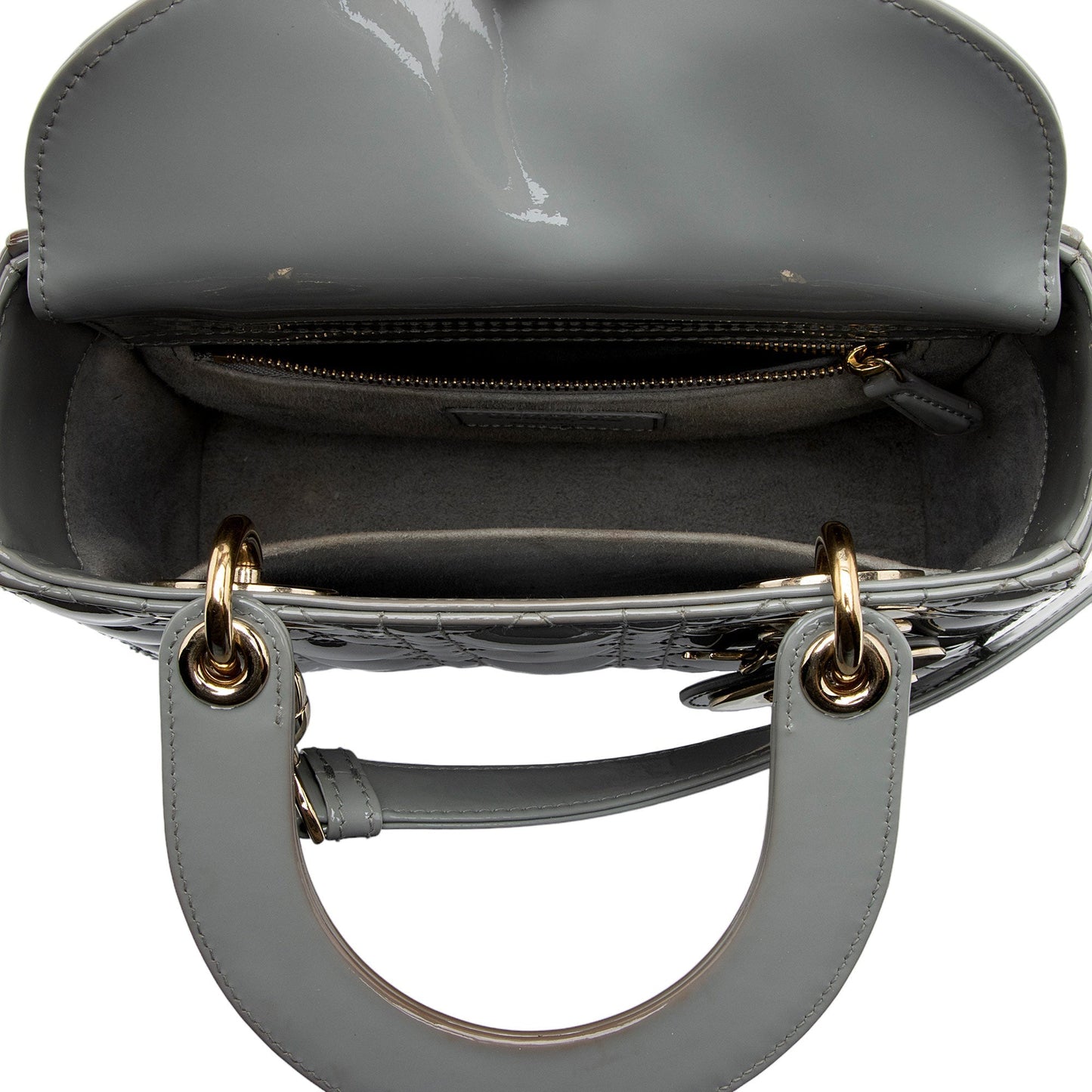 Dior Patent Leather Lady Dior Small Tote (SHF-fRTMgi)