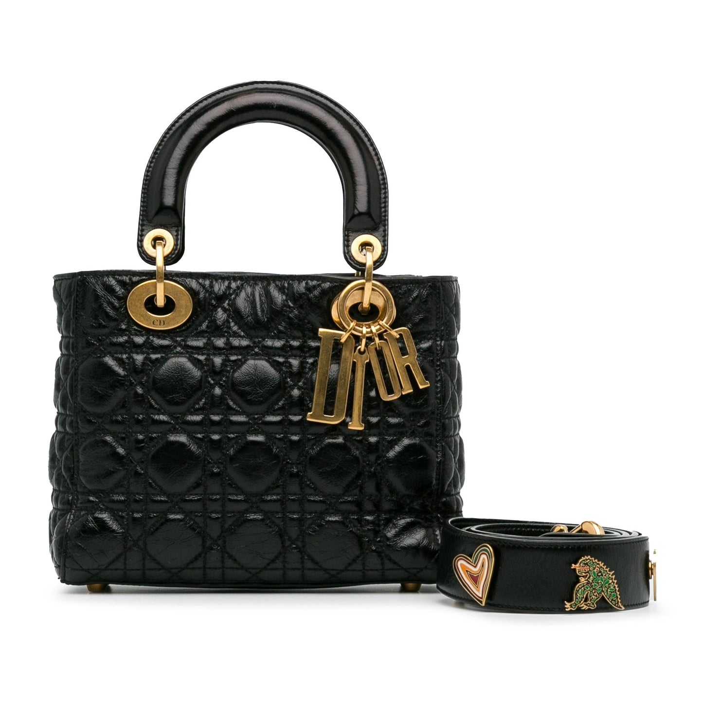 Dior Small Crinkled Patent Cannage Lucky Badges My Lady Dior (SHG-RZhaEd)