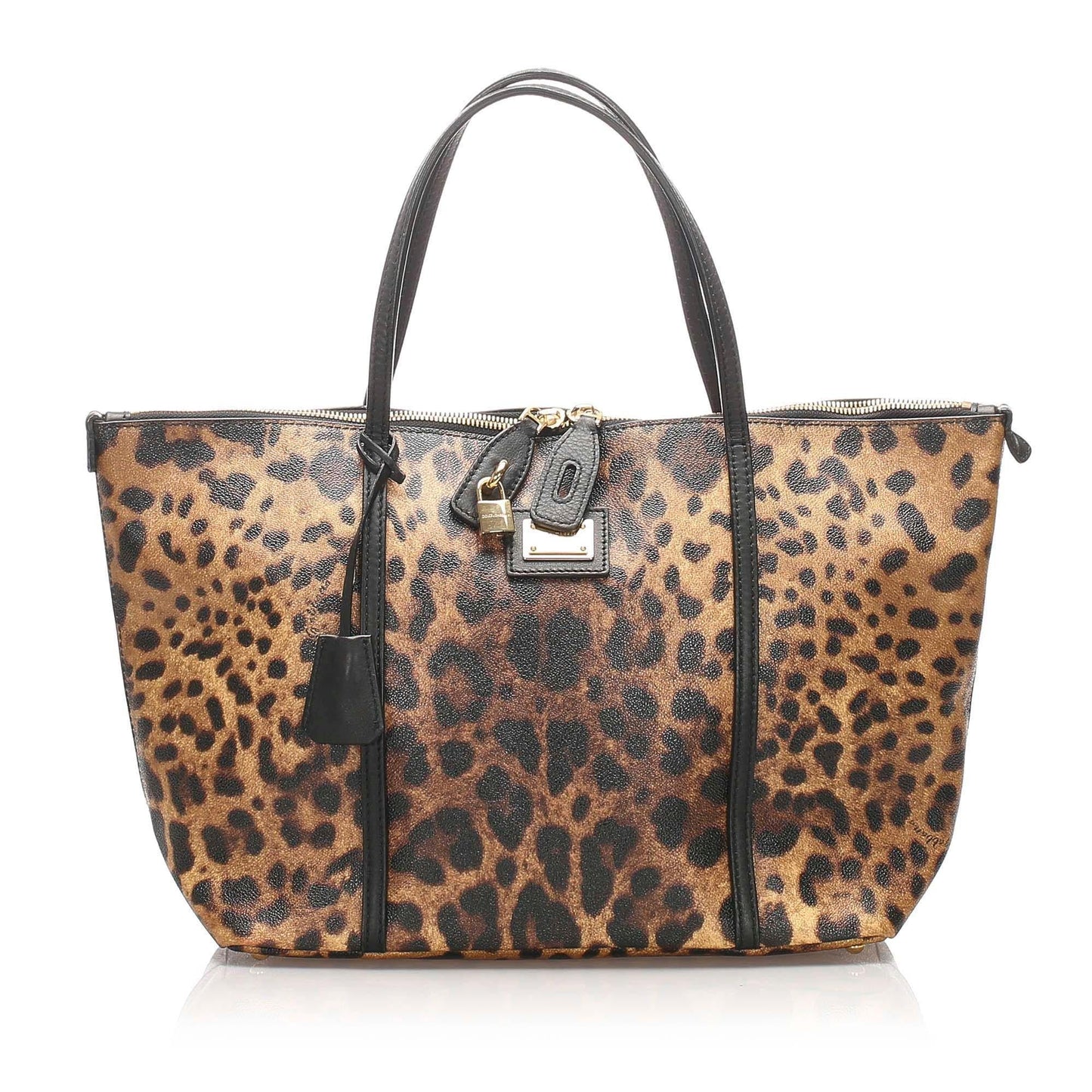 Dolce & Gabbana Leopard Print Leather Tote Bag (SHG-10684)