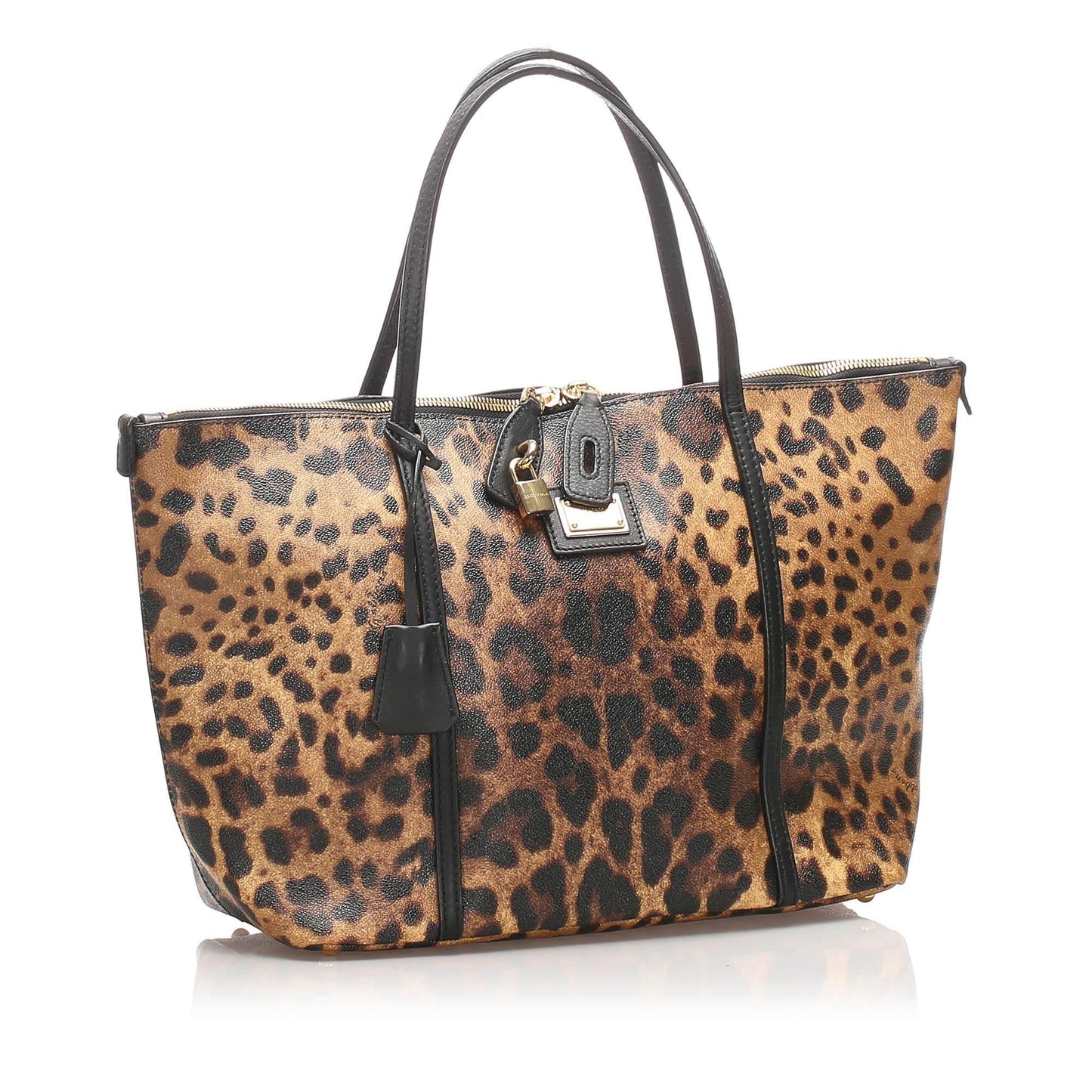 Dolce & Gabbana Leopard Print Leather Tote Bag (SHG-10684)