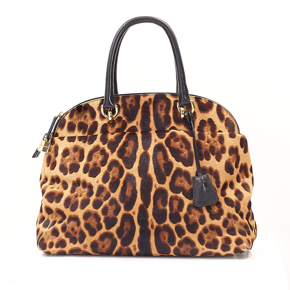 Leopard Calfskin Bowling Bag
