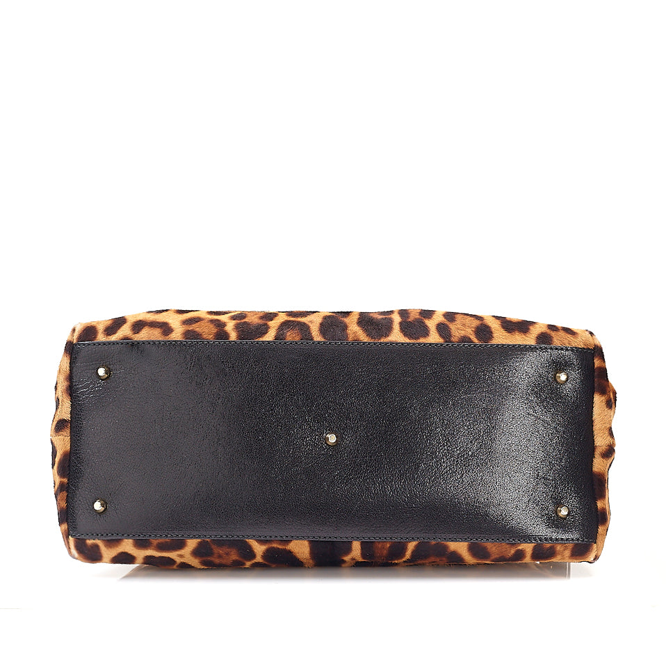 Leopard Calfskin Bowling Bag