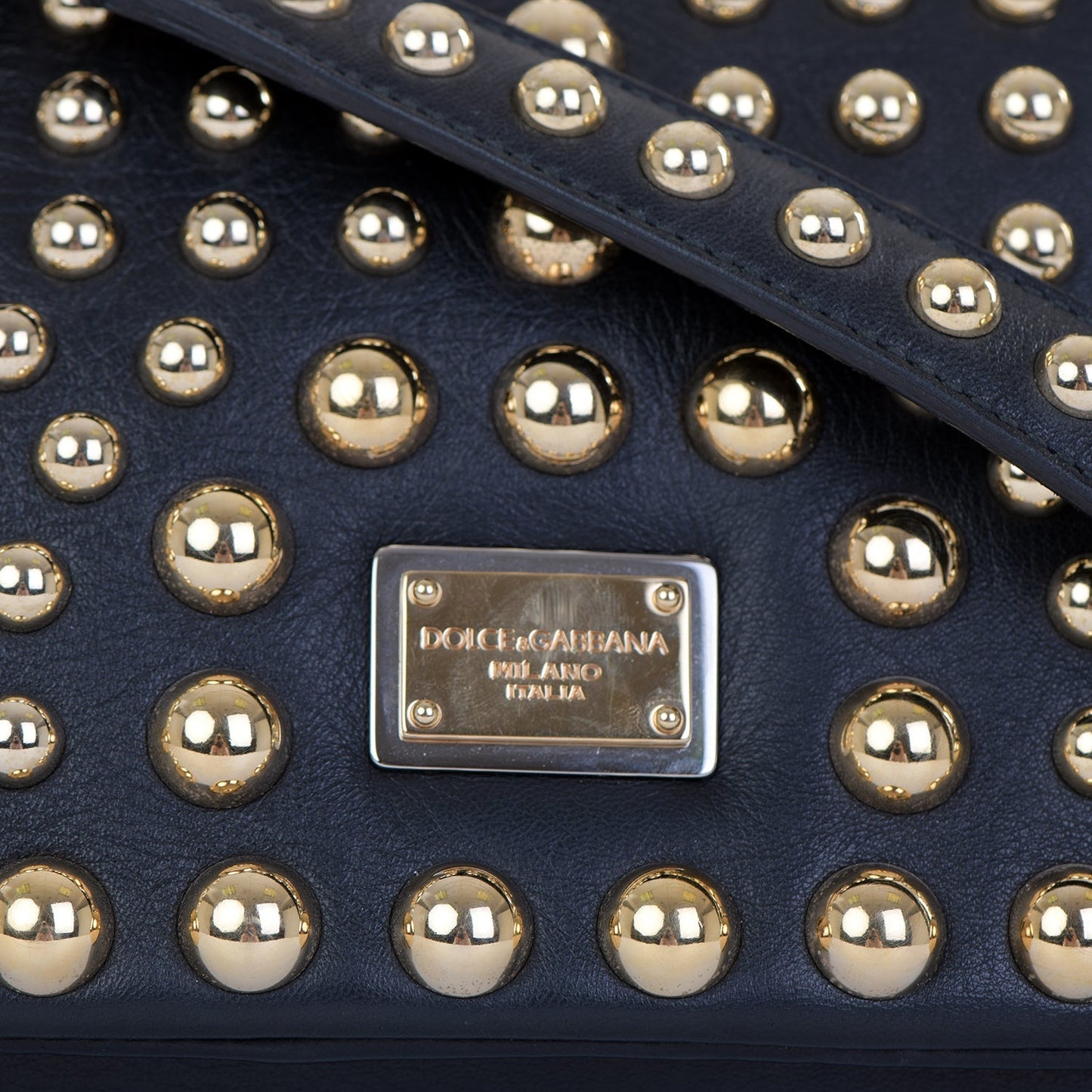 Leather Gold Studded Shoulder Bag