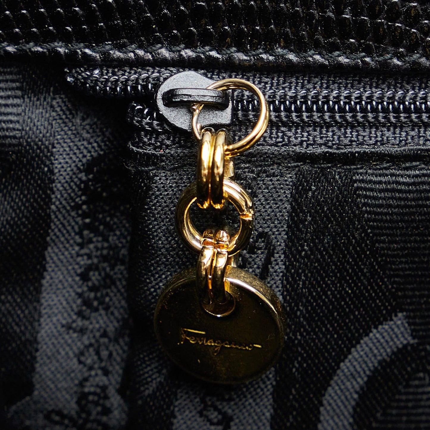 Black Ferragamo Vara Embossed Tote