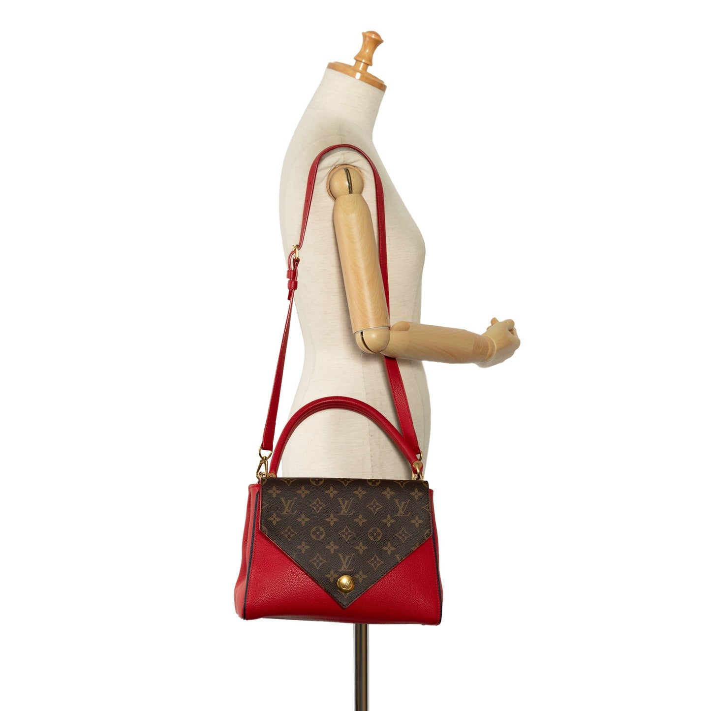 Red Louis Vuitton Monogram Double V Satchel