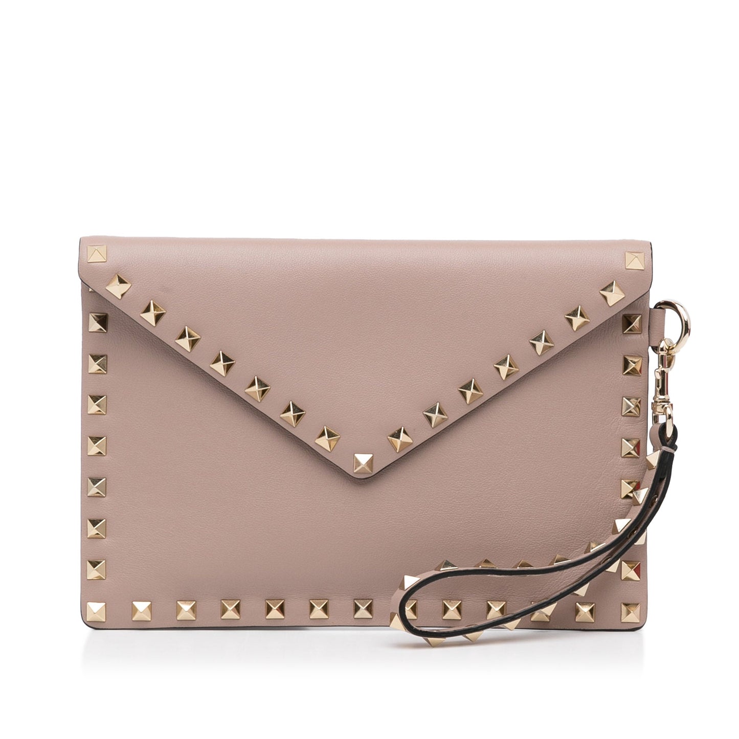 Valentino Rockstud Envelope Clutch Light Brown