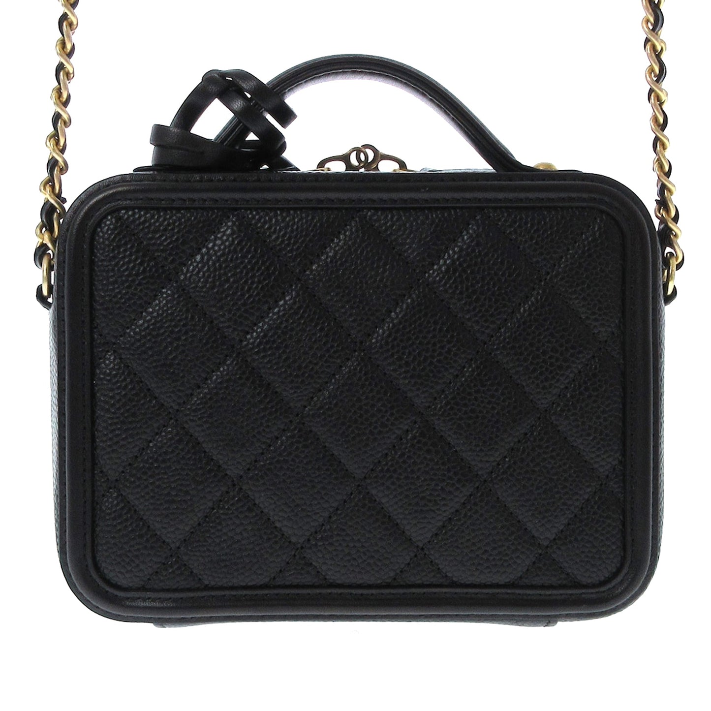 Chanel CC Filigree Vanity Case Black Caviar gold