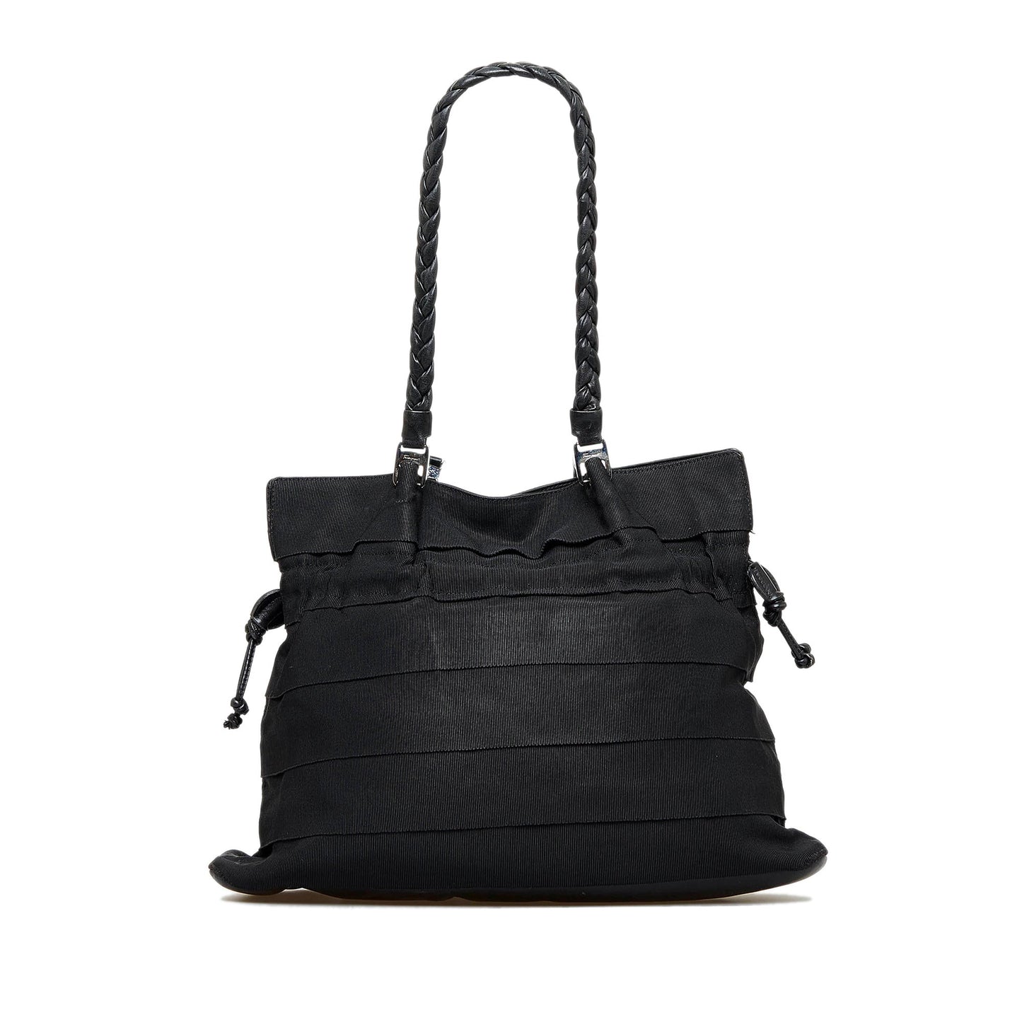 Black Ferragamo Tiered Grosgrain Tote Bag