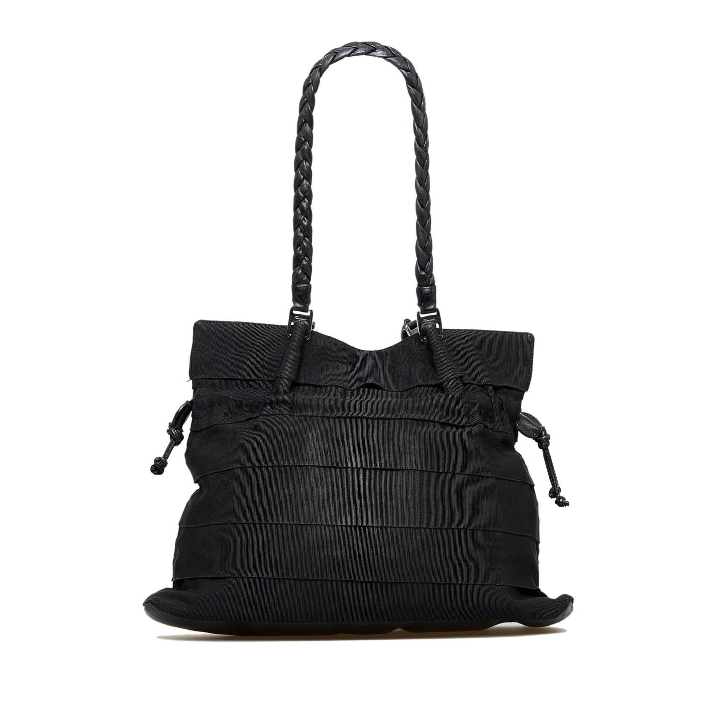 Black Ferragamo Tiered Grosgrain Tote Bag