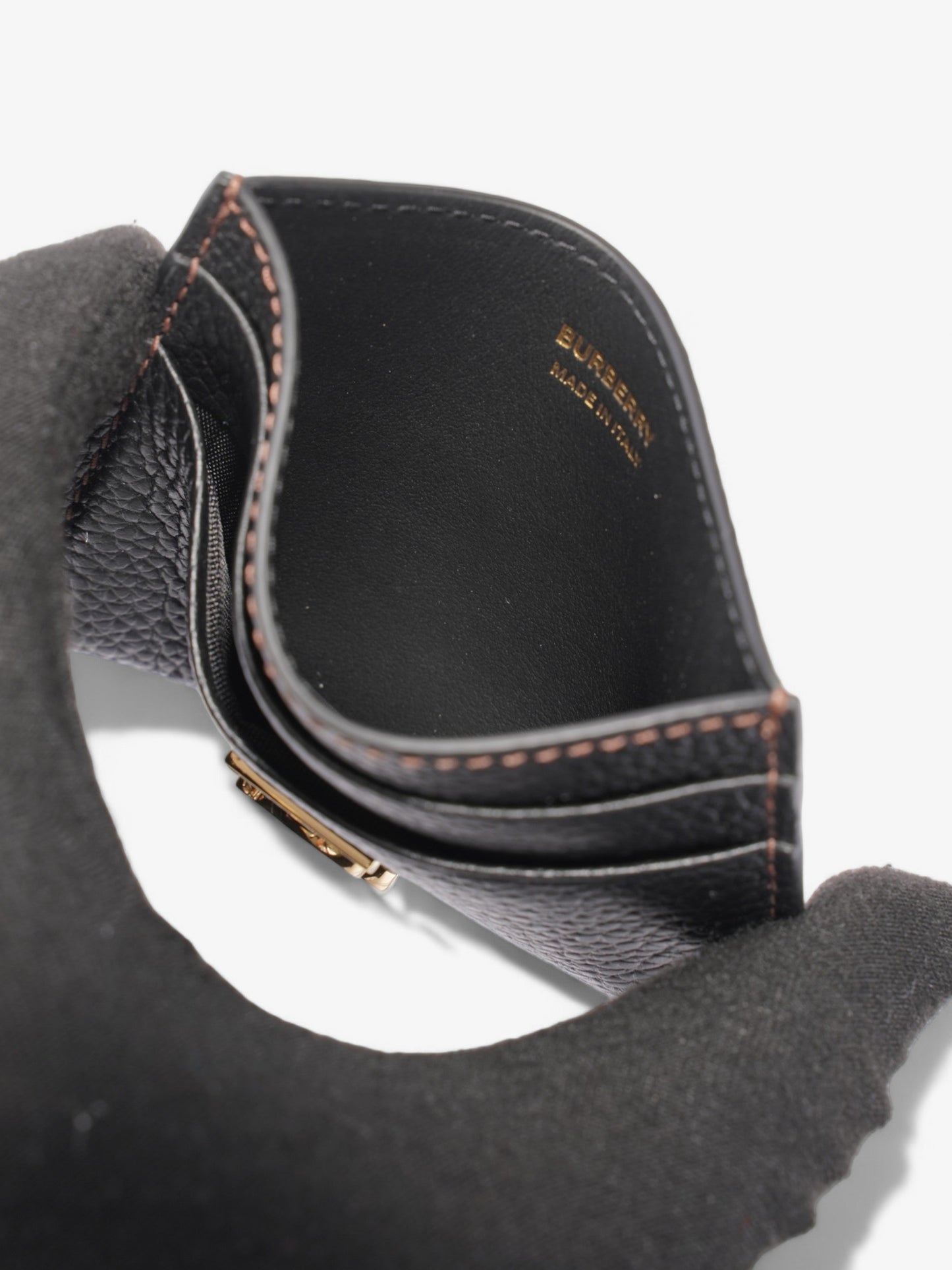 Burberry TB Card Holder Black Calfskin Leather