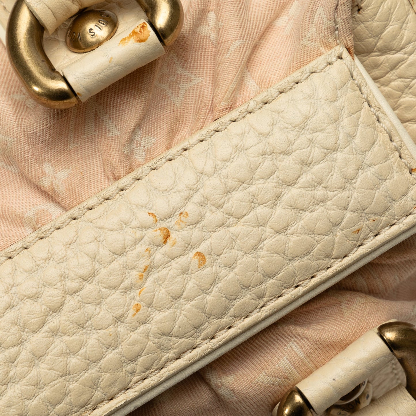 Beige Louis Vuitton Monogram Mini Lin Trapeze PM Handbag