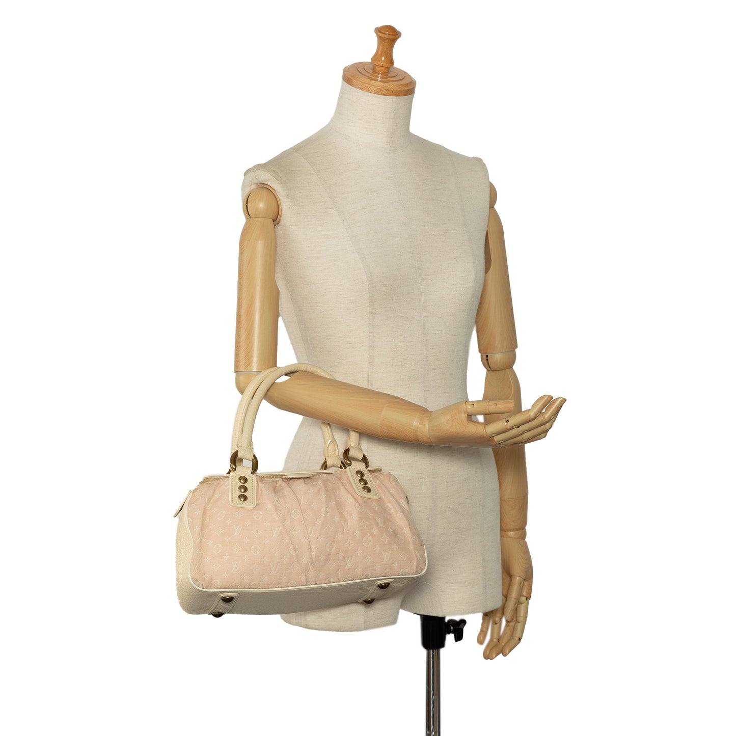 Beige Louis Vuitton Monogram Mini Lin Trapeze PM Handbag