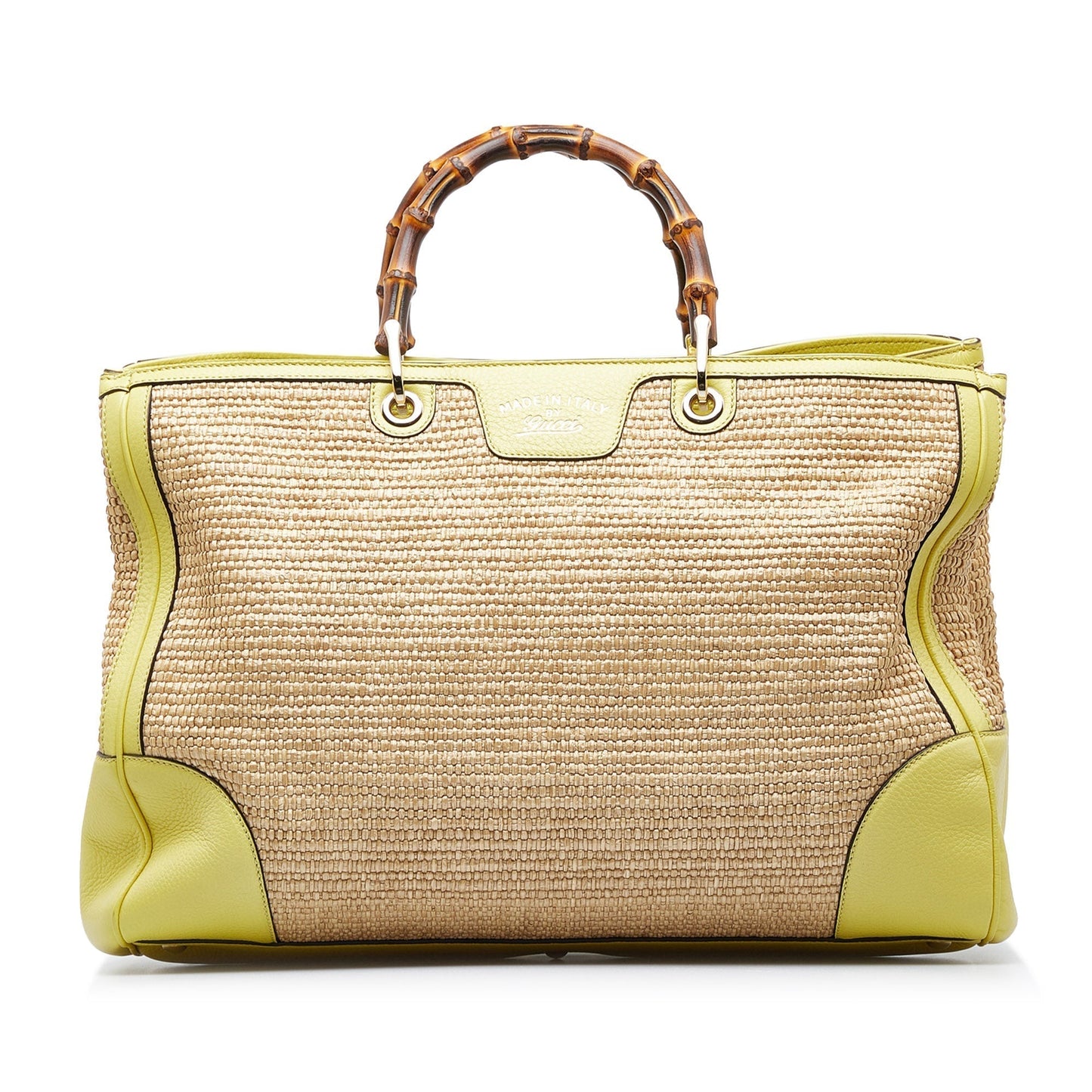 GUCCI Large Bamboo Raffia Satchel