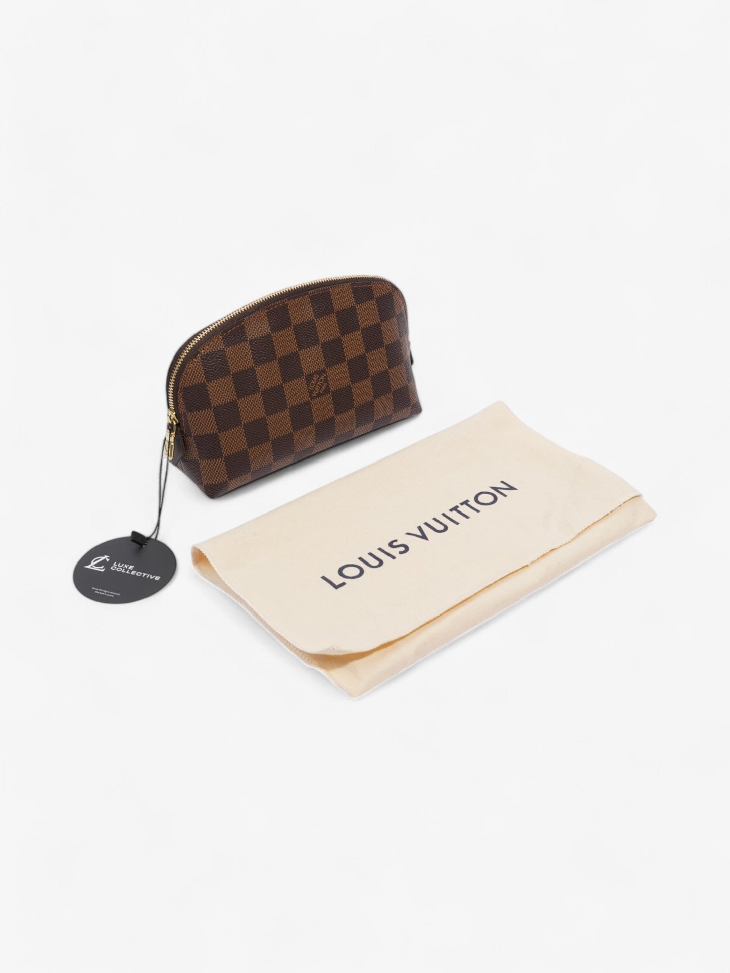 Louis Vuitton LV cosmetic PM pouch Damier Ebene Coated Canvas