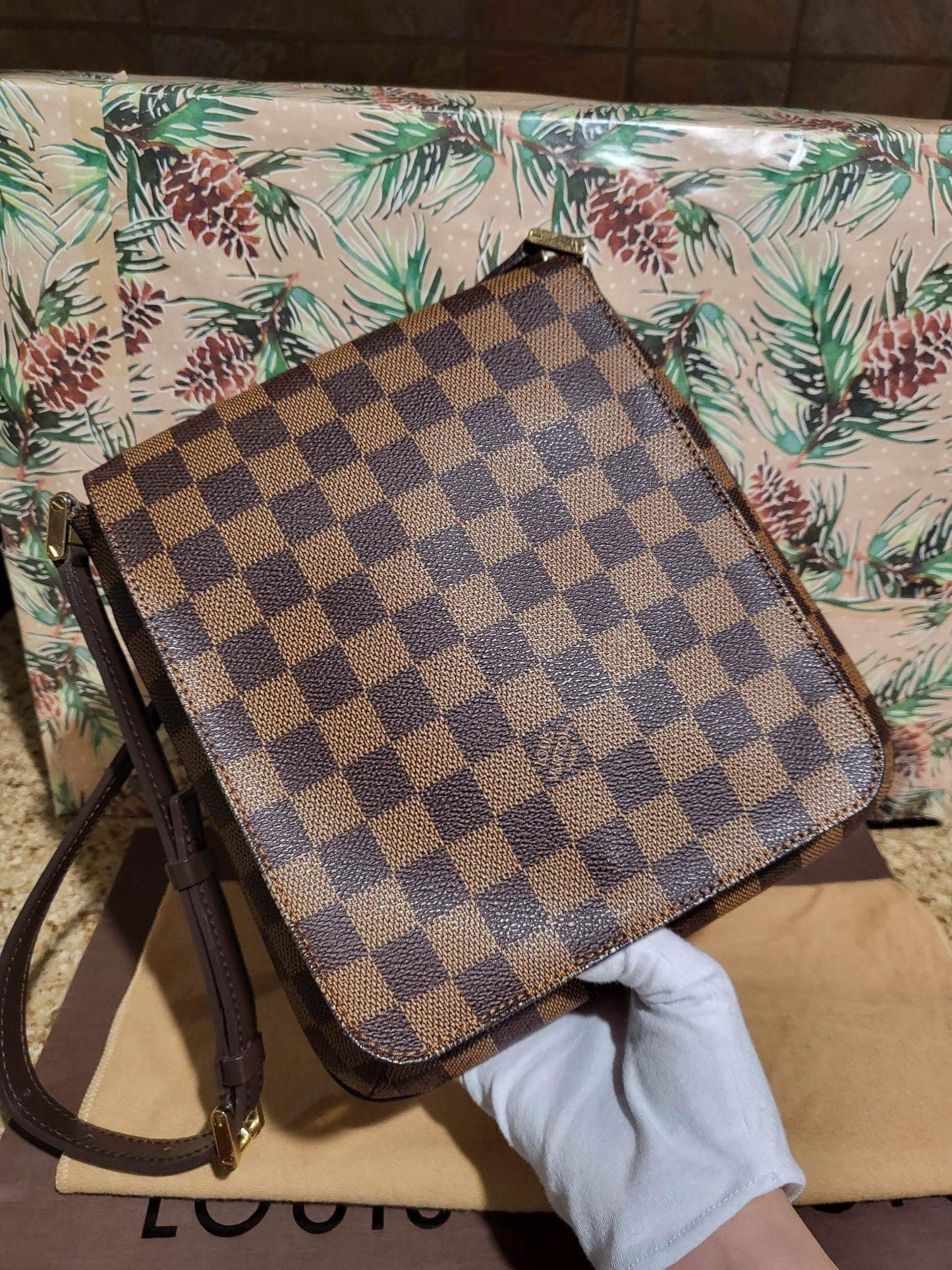 Musette Salsa PM Damier Ebene Shoulder Bag