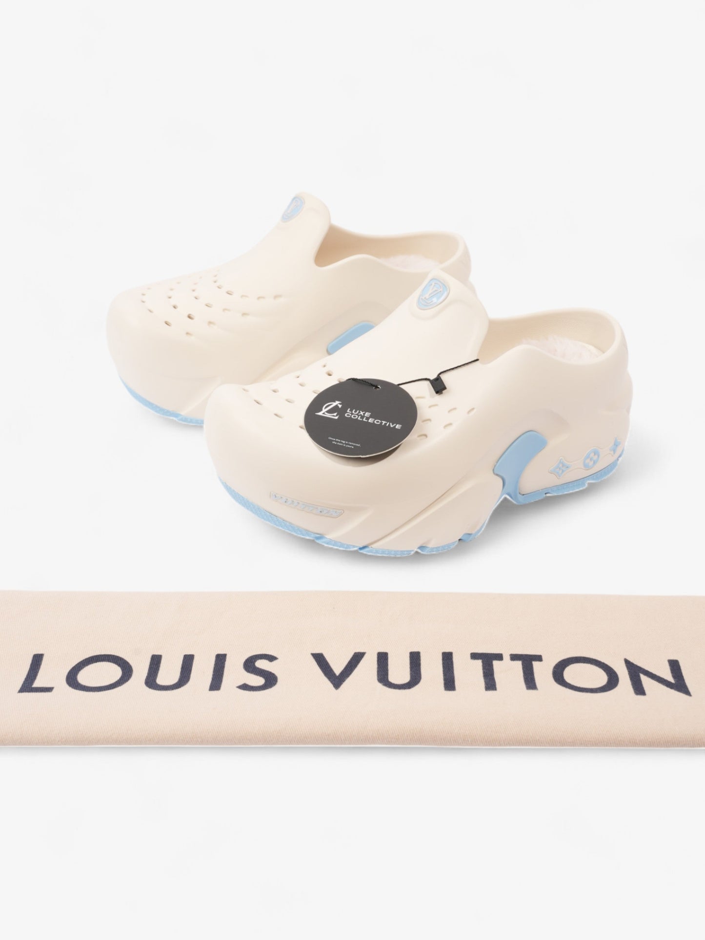 Louis Vuitton Shark Clogs White  / Light Blue Rubber EU 38 UK 5