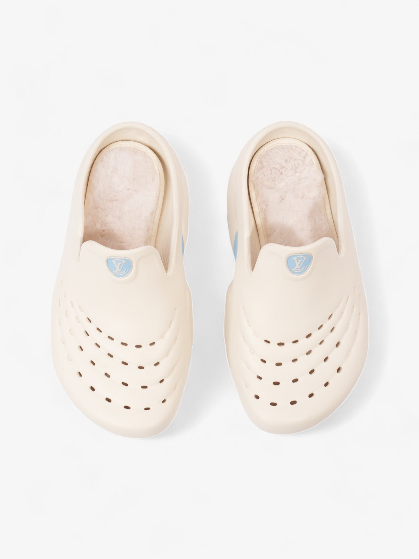 Louis Vuitton Shark Clogs White  / Light Blue Rubber EU 38 UK 5