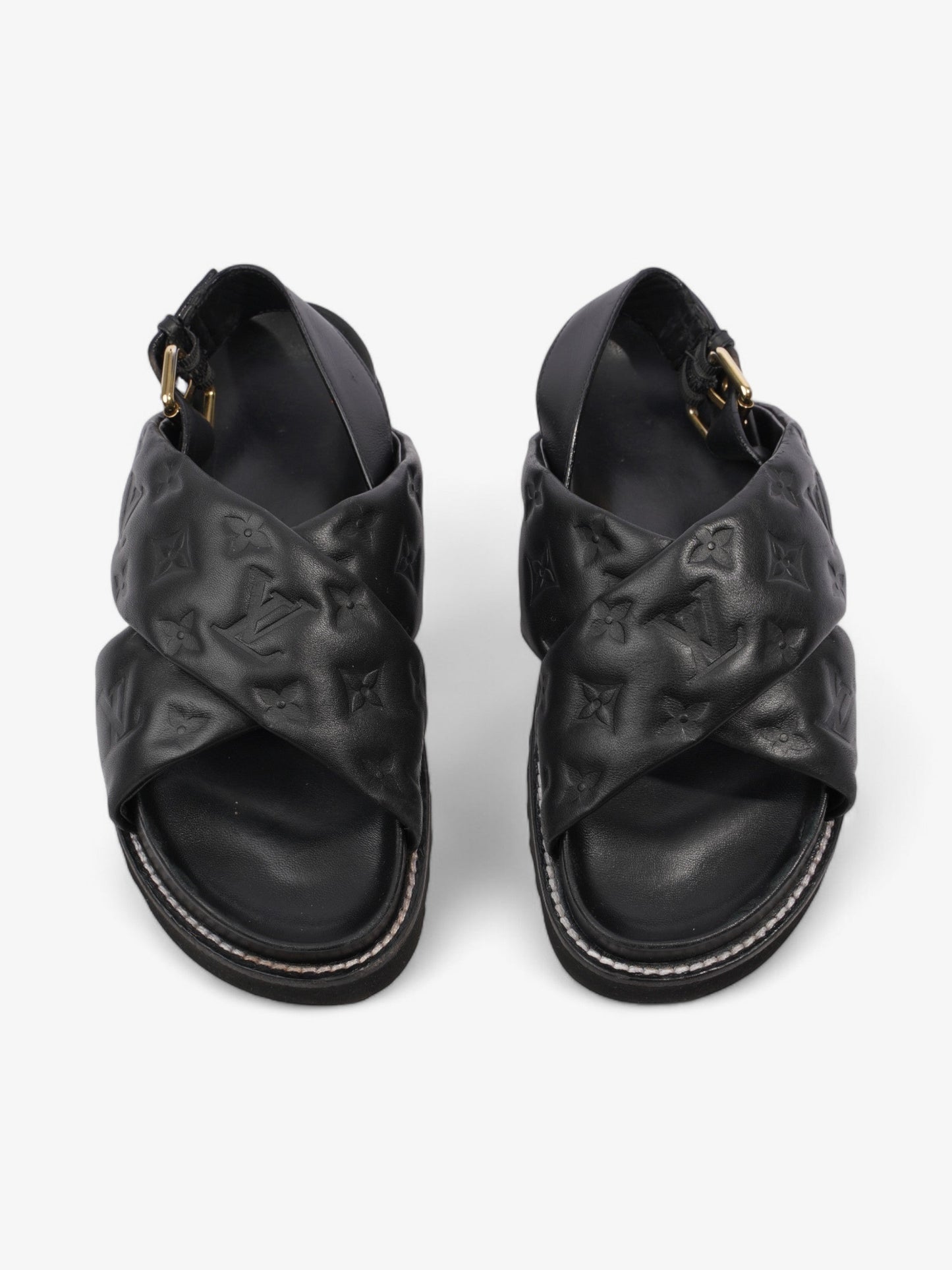 Louis Vuitton Paseo Flat Sandal Black Lambskin Leather EU 39 UK 6