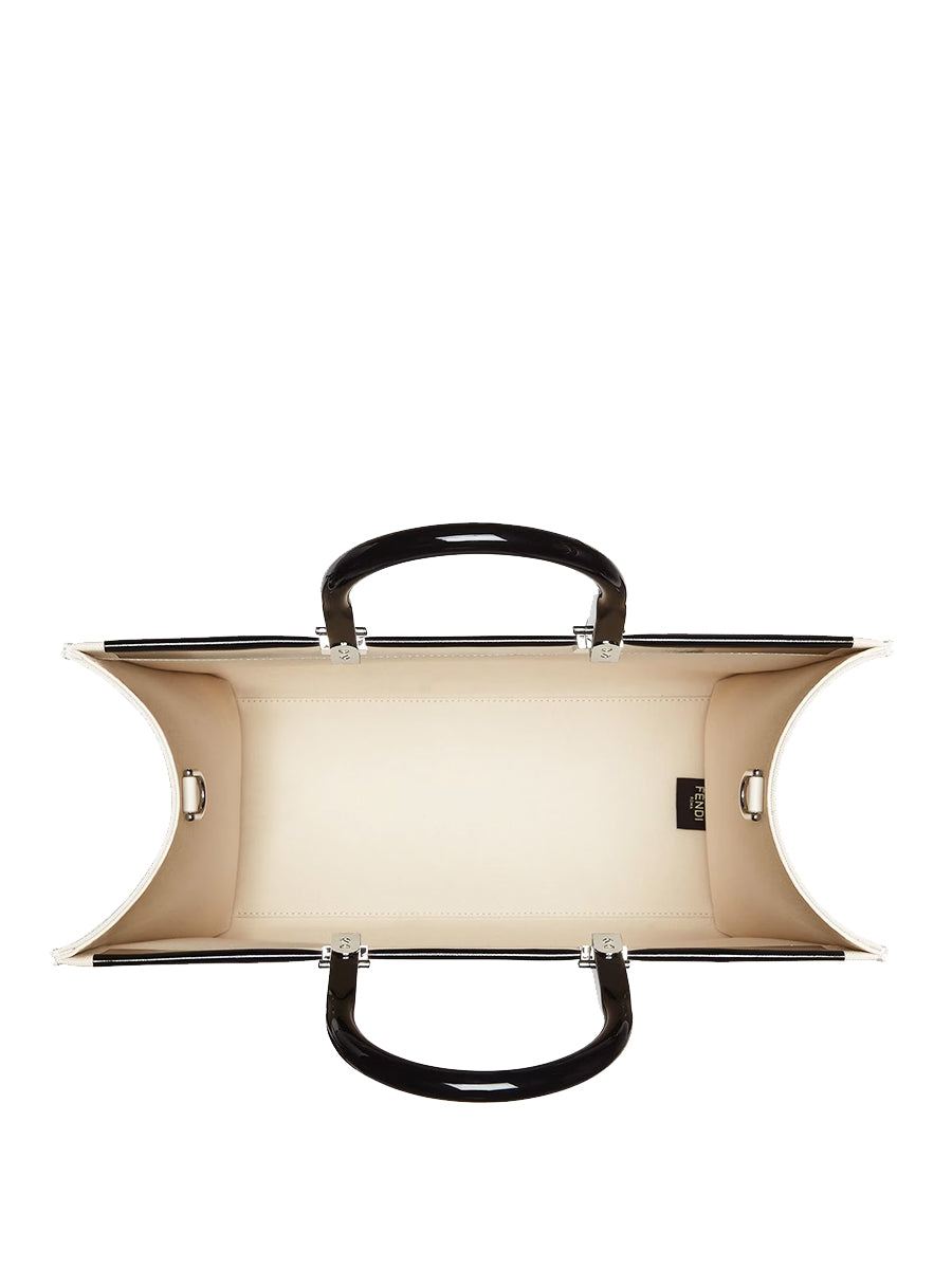 Medium Sunshine Shopper Canvas and Black Patent Leather