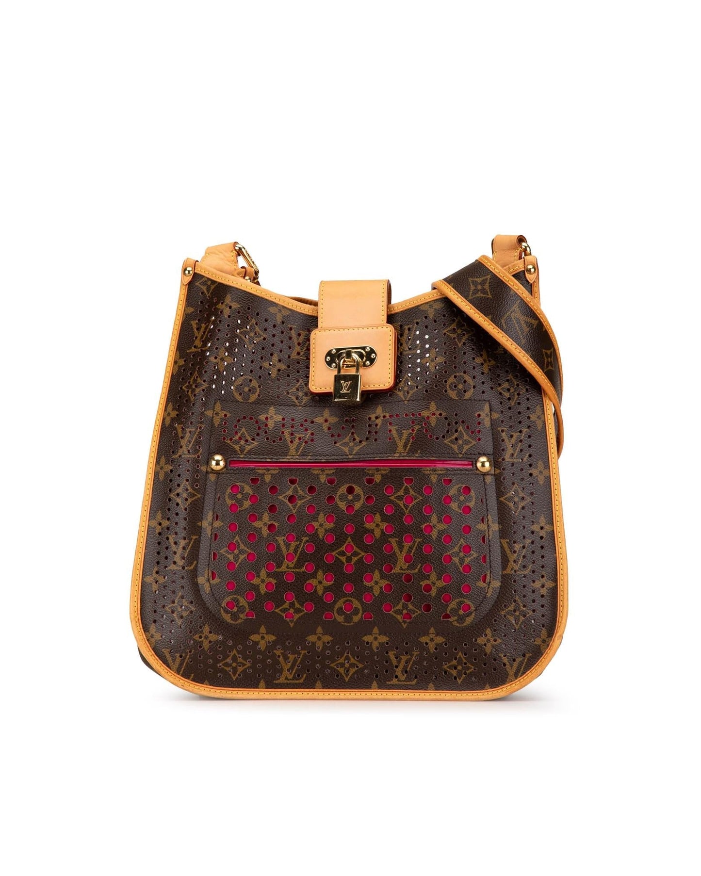 Monogram Perforated Canvas Musette with Vachetta Trim and Adjustable Strap
