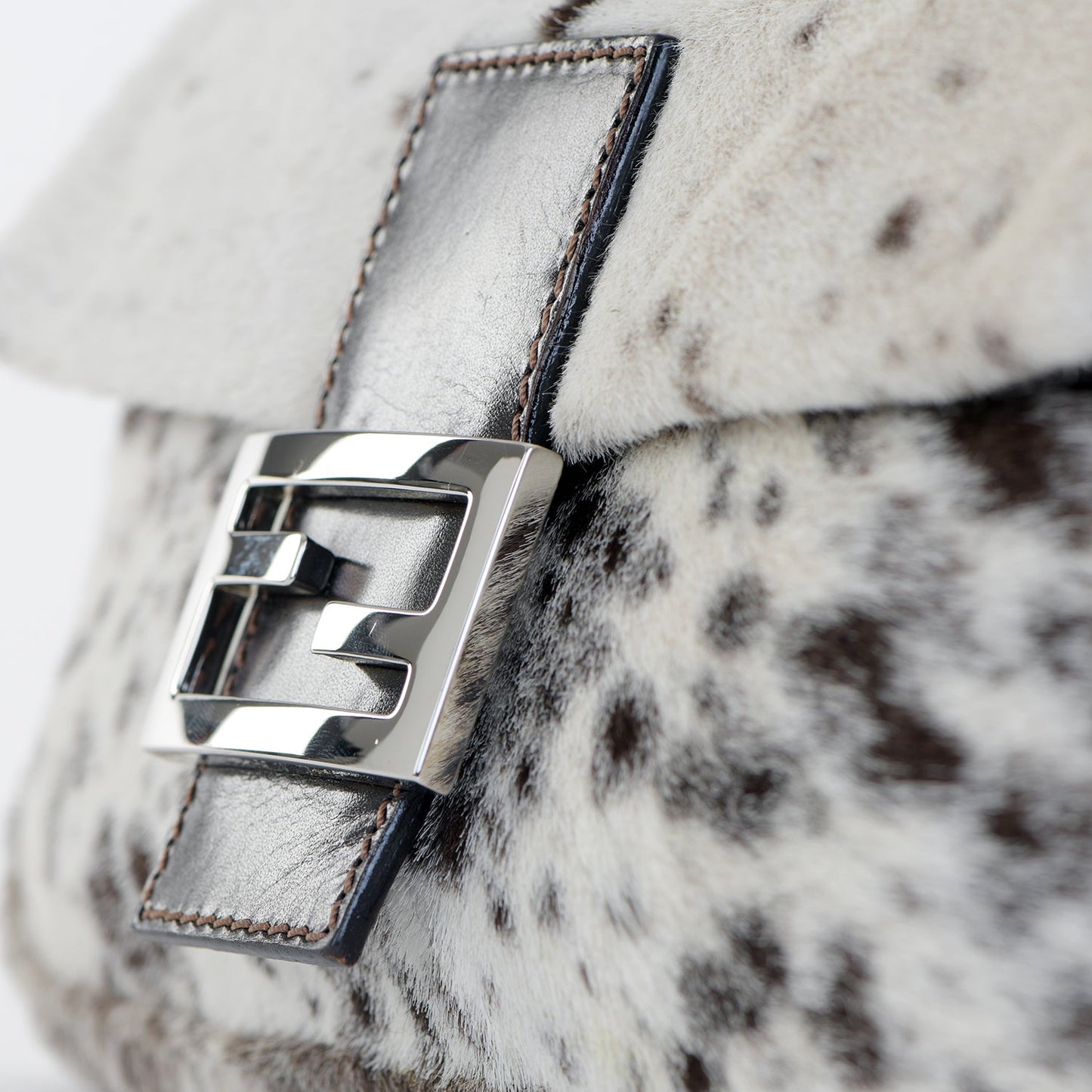 Pony Hair Cow Print Baguette Bag
