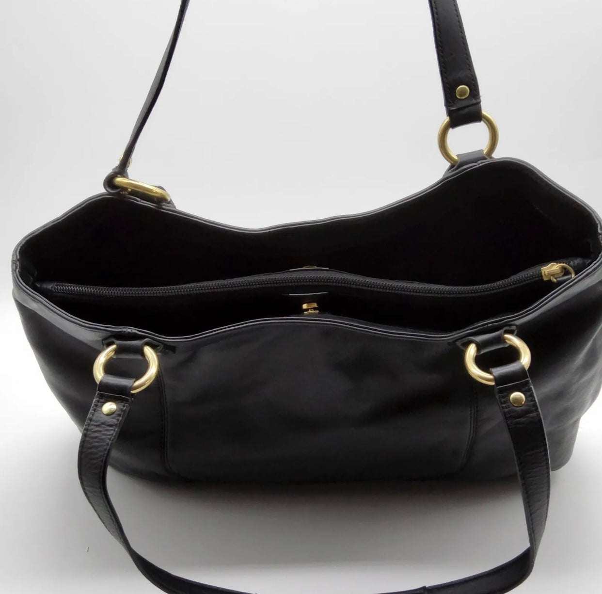 COACH Campbell Belle Black Leather Carryall  Shoulder Bag