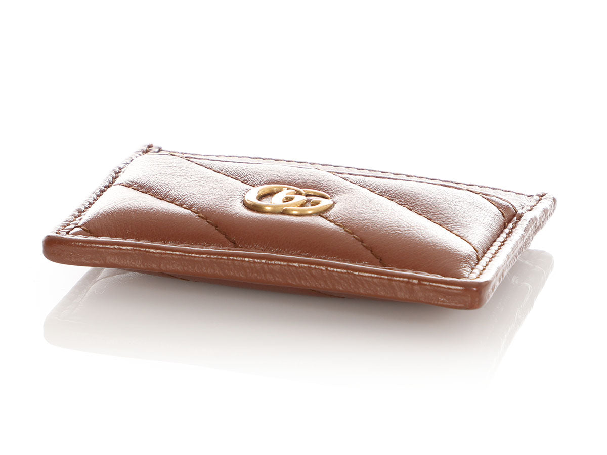 Gucci Brown MatelassÃ© GG Marmont Card Case