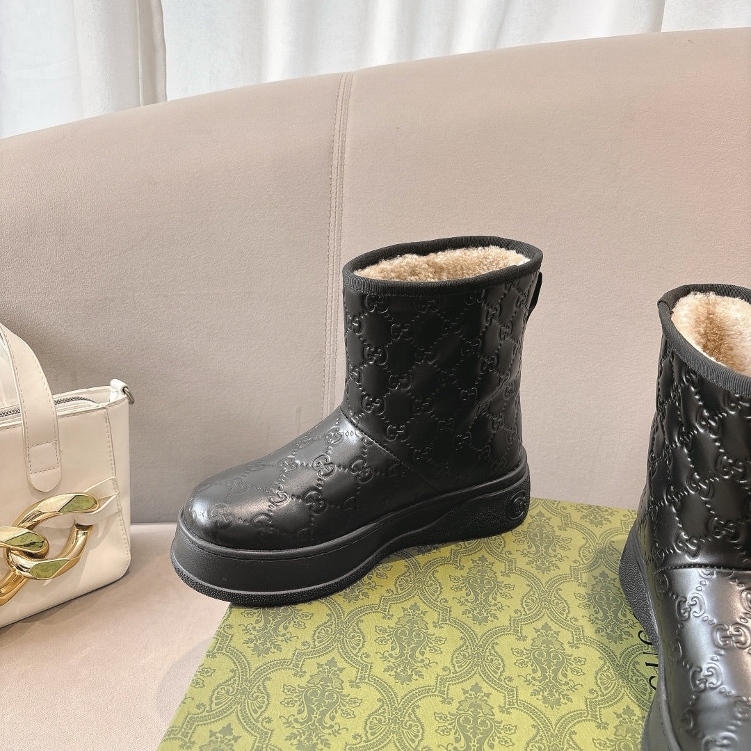 GG WOMEN担 BOOT GG LEATHER BLACK