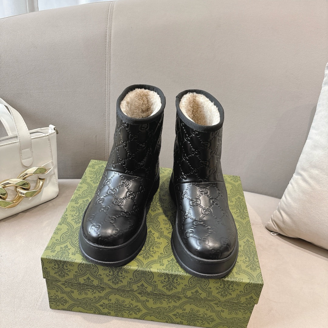 GG WOMEN担 BOOT GG LEATHER BLACK