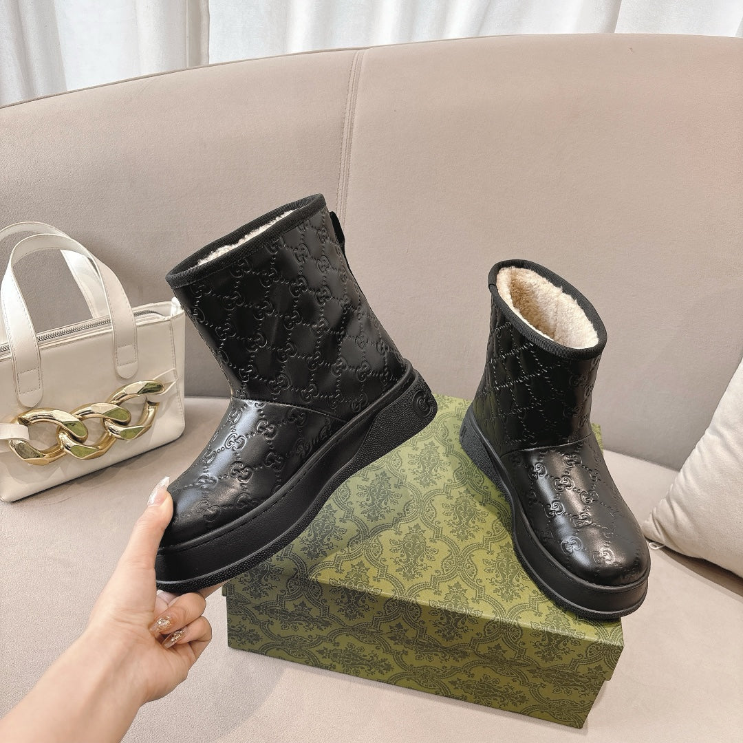 GG WOMEN担 BOOT GG LEATHER BLACK