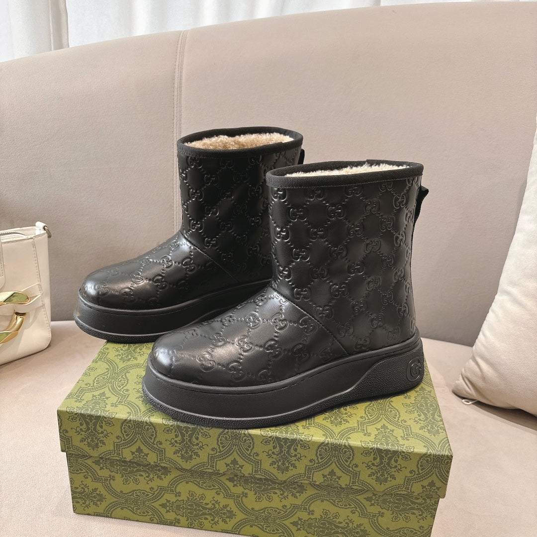GG WOMEN担 BOOT GG LEATHER BLACK