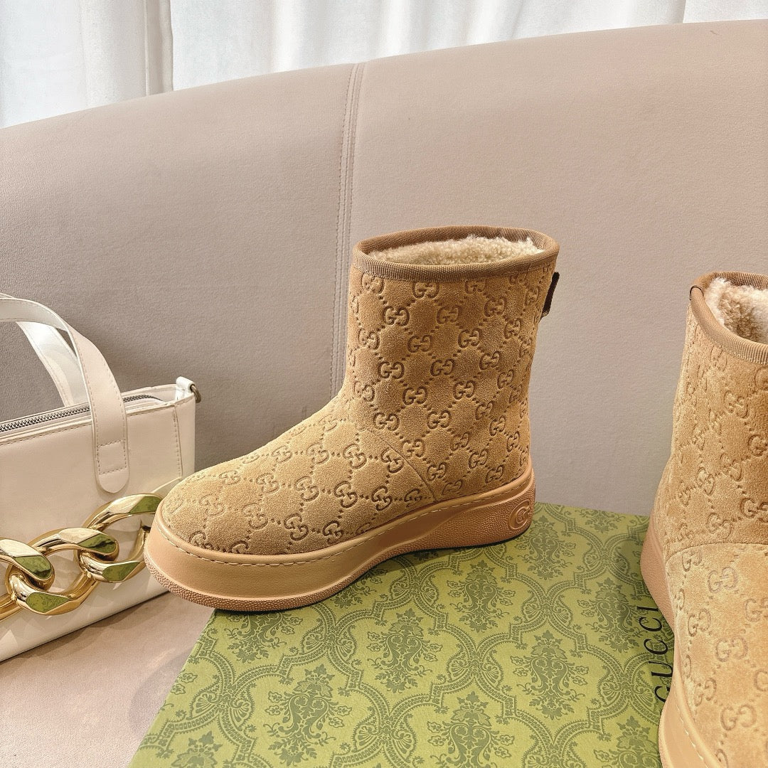 GG WOMEN担 BOOT GG SUEDE CANVAS BROWN