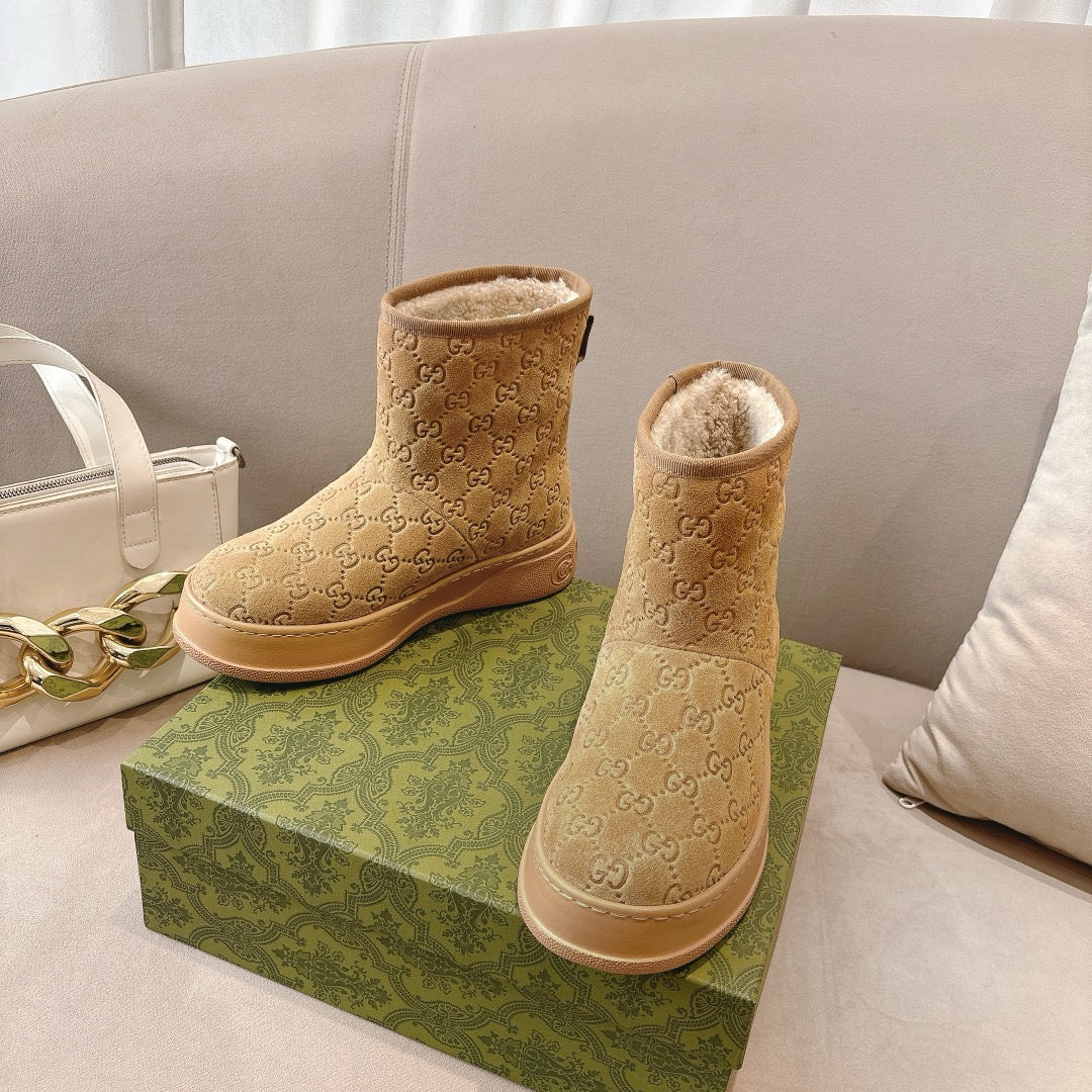 GG WOMEN担 BOOT GG SUEDE CANVAS BROWN