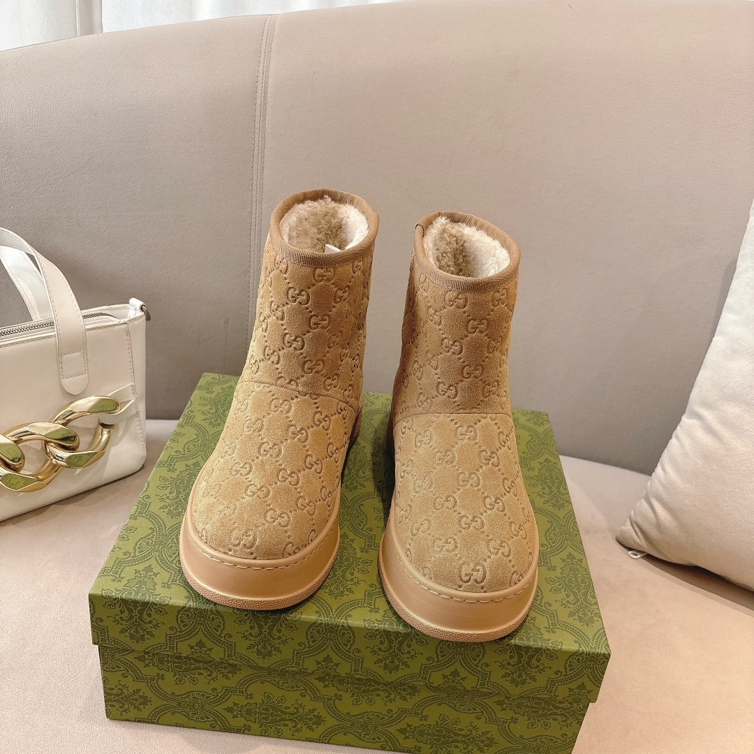GG WOMEN担 BOOT GG SUEDE CANVAS BROWN