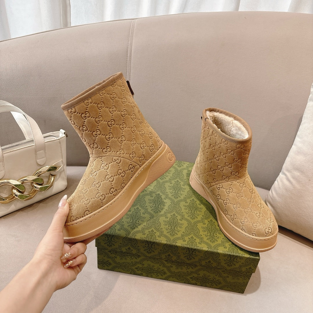 GG WOMEN担 BOOT GG SUEDE CANVAS BROWN