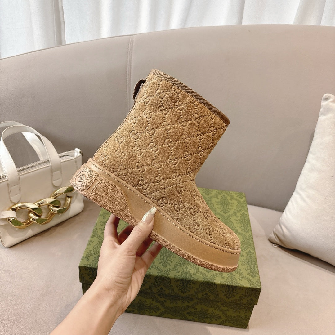 GG WOMEN担 BOOT GG SUEDE CANVAS BROWN