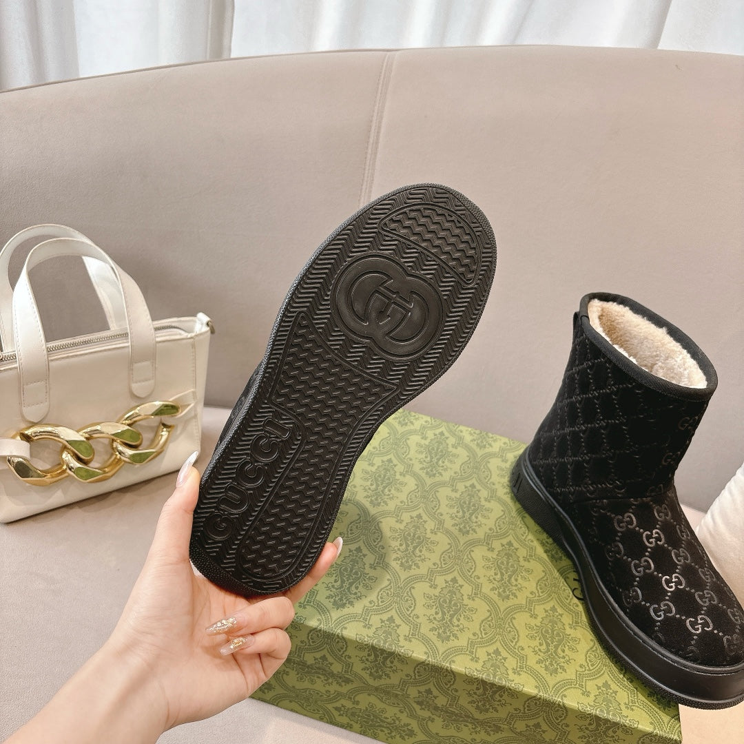 GG WOMEN担 BOOT GG SUDE CANVAS BLACK