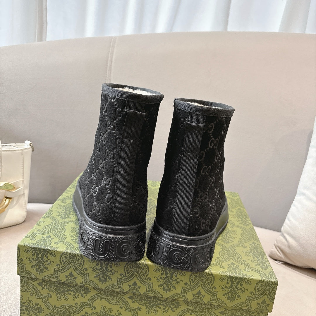GG WOMEN担 BOOT GG SUDE CANVAS BLACK